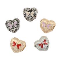 Enamel Zinc Alloy European Beads, Heart, plated Approx 5mm 