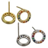 Messing Ohrstecker, plattiert, Micro pave Zirkonia & für Frau, keine, 9x4mm,0.7mm, verkauft von Paar