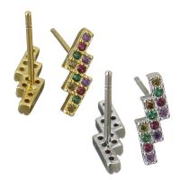 Messing Ohrstecker, plattiert, Micro pave Zirkonia & für Frau, keine, 4x10x13.5mm,0.7mm, verkauft von Paar