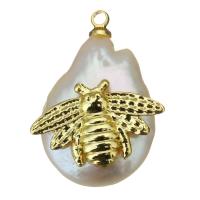 pendentif en laiton de perle d'eau douce cultivée, avec perle d'eau douce cultivée, Placage de couleur d'or, bijoux de mode Environ 1.5mm, Vendu par PC