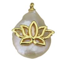 pendentif en laiton de perle d'eau douce cultivée, avec perle d'eau douce cultivée, Placage de couleur d'or, bijoux de mode Environ 1.5mm, Vendu par PC