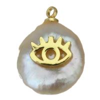 laiton Pendentif, avec perle d'eau douce cultivée, Placage de couleur d'or, bijoux de mode Environ 1.5mm, Vendu par PC