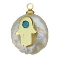 pendentif en laiton de perle d'eau douce cultivée, avec perle d'eau douce cultivée, Placage de couleur d'or, bijoux de mode Environ 1.5mm, Vendu par PC