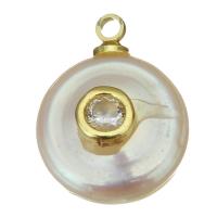 pendentif en laiton de perle d'eau douce cultivée, avec perle d'eau douce cultivée, Placage de couleur d'or, bijoux de mode & pavé de micro zircon Environ 1.5mm, Vendu par PC