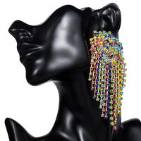 Fashion Fringe Earrings, Zinc Alloy, plated, fashion jewelry & for woman & with rhinestone, multi-colored 