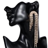 Fashion Fringe Earrings, Zinc Alloy, plated, fashion jewelry & for woman & with rhinestone 