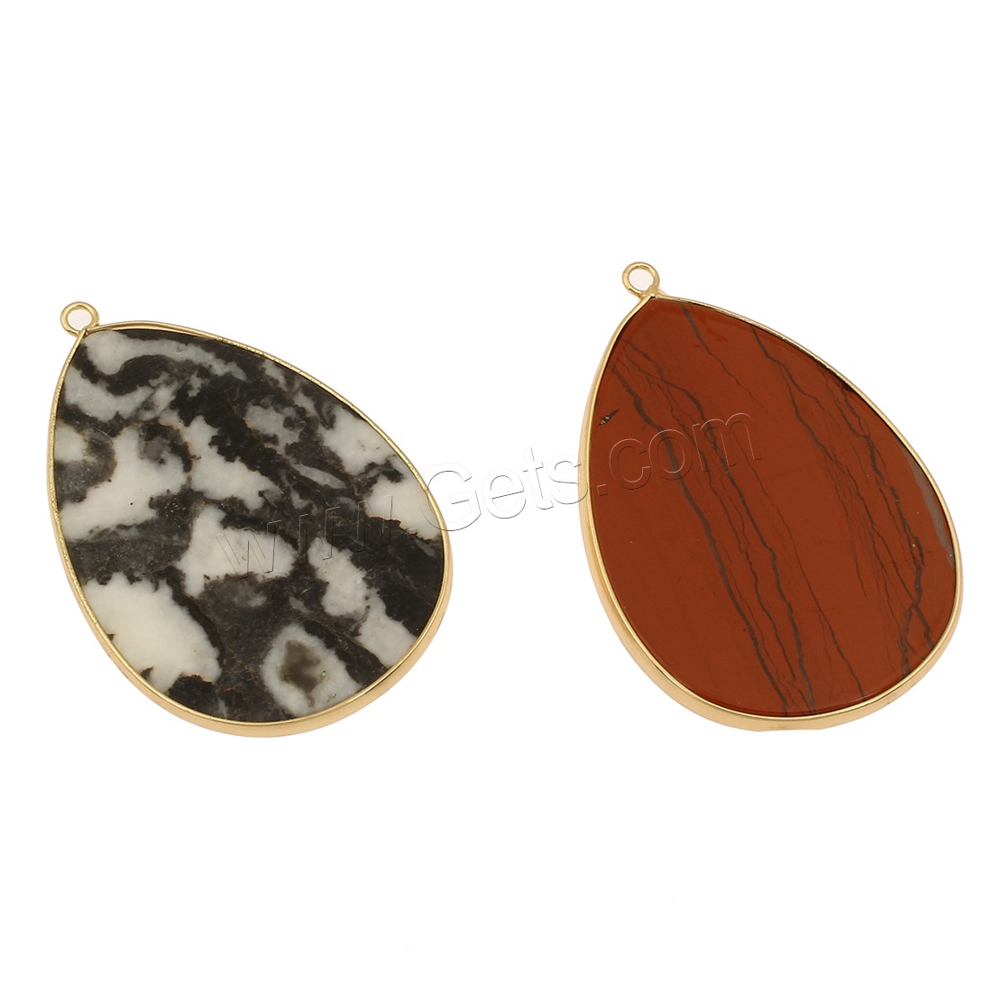 Gemstone Pendantifs en laiton, pierre gemme, avec laiton, larme, Placage de couleur d'or, différents matériaux pour le choix & normes différentes pour le choix, Trou:Environ 2mm, 5PC/sac, Vendu par sac