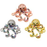 Cubic Zirconia Micro Pave Brass Connector, Octopus, plated, micro pave cubic zirconia & 1/1 loop Approx 1mm 