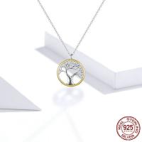 Collier de bijoux en argent , Argent sterling 925, Arbre de vie, Placage, chaîne ovale & pour femme & creux Environ 17.7 pouce, Vendu par brin