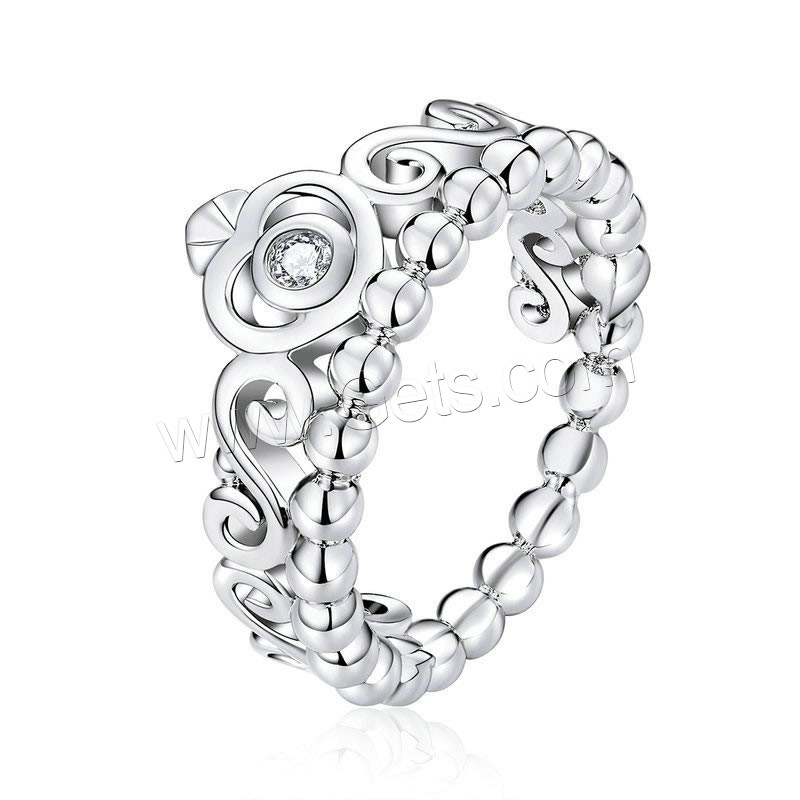 Befestigter Zirkonia Sterlingsilber Fingerring, Messing, platiniert, verschiedene Größen vorhanden & Micro pave Zirkonia & für Frau, 2.5mm, Größe:5-9, verkauft von PC