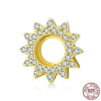 Cubic Zirconia Micro Pave Sterling Silver Bead, 925 Sterling Silver, real gold plated, DIY & micro pave cubic zirconia 