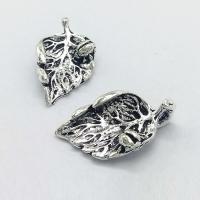 Pendentifs feuilles en alliage de zinc , Plaqué de couleur d'argent Environ 1mm Vendu par sac