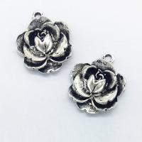 Zinc Alloy Flower Pendants, antique silver color plated Approx 1mm 