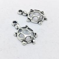 Pendentifs animaux en alliage de zinc, tortue, Plaqué de couleur d'argent, creux Environ 1mm Vendu par sac