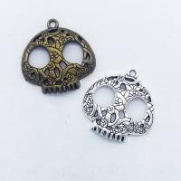 Colgantes de Aleación de Zinc en Forma Calavera, chapado, más colores para la opción, 27x27x1.6mm, agujero:aproximado 1mm, 100PCs/Bolsa, Vendido por Bolsa