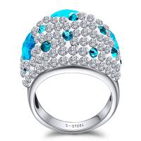 Strass Edelstahl Fingerring, verschiedene Größen vorhanden & für Frau & mit Strass, blau, 18mm, verkauft von PC