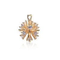 Cubic Zirconia Micro Pave Brass Pendant, Dandelion, real gold plated, DIY & micro pave cubic zirconia 