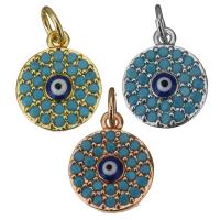 Enamel Brass Pendants, Flat Round, plated, fashion jewelry & evil eye pattern Approx 3.5mm 