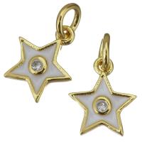 Enamel Brass Pendants, Star, gold color plated, fashion jewelry Approx 3mm 