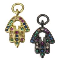 Cubic Zirconia Micro Pave Brass Pendant, Hamsa, plated, fashion jewelry & micro pave cubic zirconia Approx 3mm 