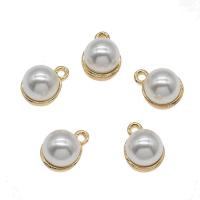 Zinc Alloy Jewelry Pendants, with ABS Plastic Pearl, gold color plated, white Approx 2mm 