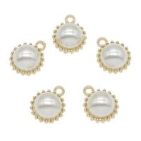 Zinc Alloy Jewelry Pendants, with ABS Plastic Pearl, gold color plated, white Approx 2mm 