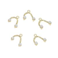 Zinc Alloy Jewelry Pendants, with ABS Plastic Pearl, gold color plated, white Approx 1.5mm 