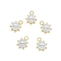 Zinc Alloy Jewelry Pendants, with ABS Plastic Pearl, gold color plated, white Approx 1.5mm 