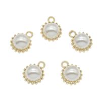 Zinc Alloy Jewelry Pendants, with ABS Plastic Pearl, gold color plated, white Approx 1.5mm 