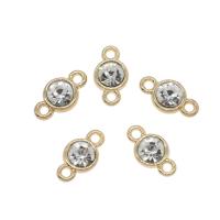 Rhinestone Zinc Alloy Connector, gold color plated, with rhinestone & 1/1 loop Approx 1.5mm 