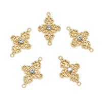 Rhinestone Zinc Alloy Connector, gold color plated, with rhinestone & 1/1 loop Approx 1mm 