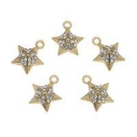 Zinc Alloy Star Pendant, gold color plated, with rhinestone Approx 1.5mm 