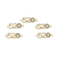 Rhinestone Zinc Alloy Connector, Number, gold color plated, with rhinestone & 1/1 loop Approx 1mm 