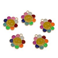 Zinc Alloy Enamel Pendants, Flower, gold color plated Approx 2mm 