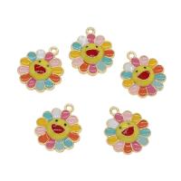 Zinc Alloy Flower Pendants, gold color plated, enamel Approx 1.5mm 