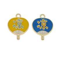 Zinc Alloy Enamel Pendants, Fan, gold color plated Approx 2mm 