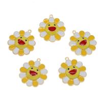 Zinc Alloy Flower Pendants, gold color plated, enamel Approx 1.5mm 