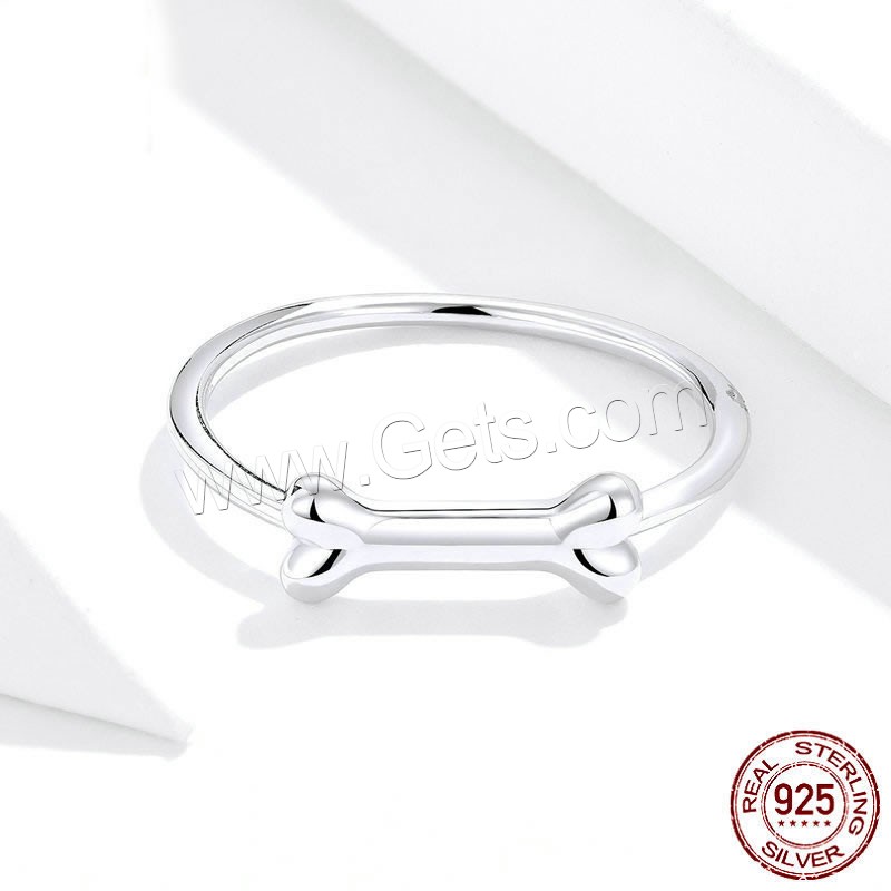 Anillo de Plata Ley, Plata de ley 925, Hueso, chapado en platina real, diverso tamaño para la opción & para mujer, 1mm, tamaño:6-8, Vendido por UD