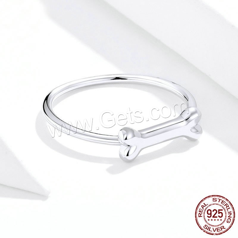 Anillo de Plata Ley, Plata de ley 925, Hueso, chapado en platina real, diverso tamaño para la opción & para mujer, 1mm, tamaño:6-8, Vendido por UD