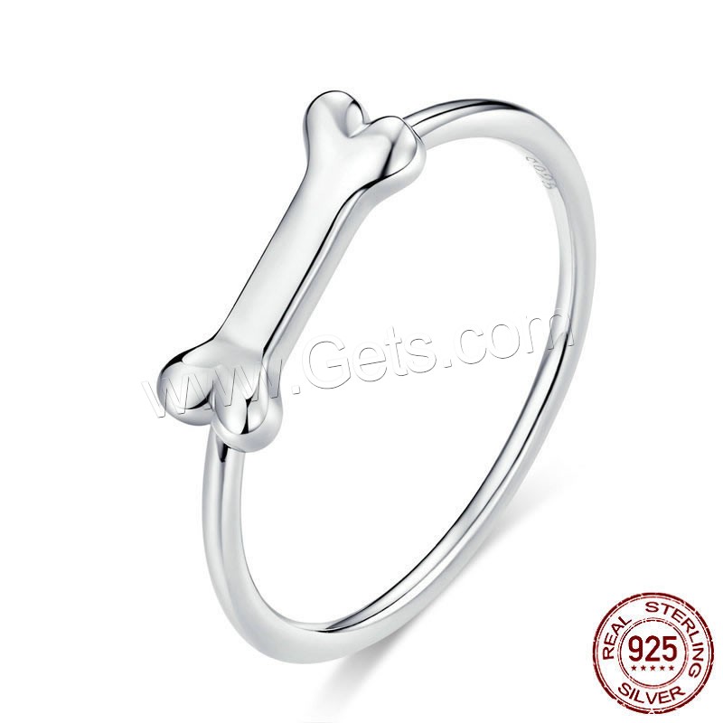 Anillo de Plata Ley, Plata de ley 925, Hueso, chapado en platina real, diverso tamaño para la opción & para mujer, 1mm, tamaño:6-8, Vendido por UD