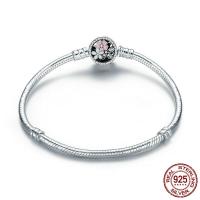 Cubic zirconia pavimenta la pulsera de plata de ley, Plata de ley 925, chapado, diverso tamaño para la opción & micro arcilla de zirconia cúbica & para mujer & esmalte, Vendido por UD