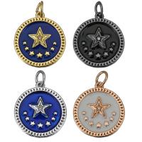 Cubic Zirconia Micro Pave Brass Pendant, Flat Round, plated, micro pave cubic zirconia & enamel Approx 3.5mm 