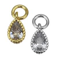 Cubic Zirconia Brass Pendants, Teardrop, plated, fashion jewelry & with cubic zirconia Approx 3mm 