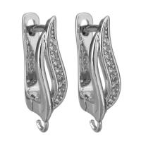 Brass Lever Back Earring Component, silver color plated, with loop & micro pave cubic zirconia Approx 2mm 