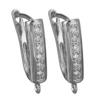 Brass Lever Back Earring Component, silver color plated, with loop & micro pave cubic zirconia Approx 1.5mm 