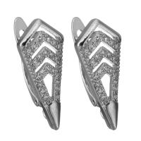 Brass Lever Back Earring Component, silver color plated, with loop & micro pave cubic zirconia Approx 1.5mm 