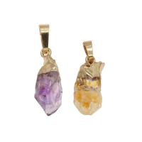 Gemstone Pendantifs en laiton, pierre gemme, avec laiton, Placage de couleur d'or, différents matériaux pour le choix Environ 2mm, Vendu par PC