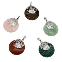 Gemstone Pendantifs en laiton, pierre gemme, avec laiton, Placage de couleur platine, différents matériaux pour le choix Environ 2mm, Vendu par PC