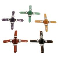 Gemstone Pendantifs en laiton, pierre gemme, avec laiton, Placage de couleur argentée, différents matériaux pour le choix Vendu par PC