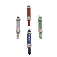 Gemstone Pendantifs en laiton, pierre gemme, avec laiton, Placage de couleur platine, différents matériaux pour le choix Environ 2mm, Vendu par PC